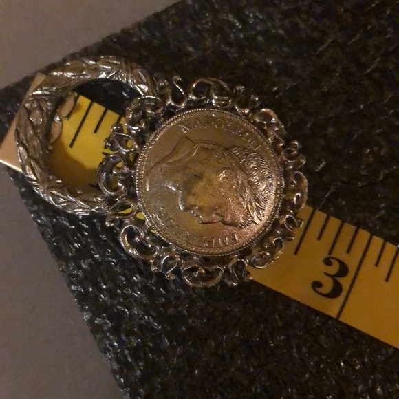 Vintage 1950 Emperuer Napoleon Silver Tone Fold Down Wreath Brooch - Picture 6 of 7